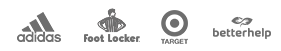 Logos of Adidas, Foot Locker, Target, and Betterhelp.